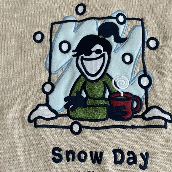 Life is Good Snow Day Knitted Pullo Hoodie Size M - Picture 3 of 10